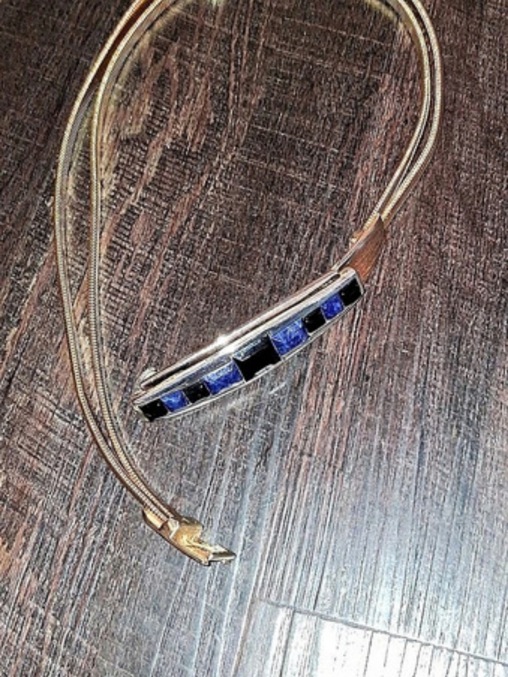 Vintage Gold-Tone Blue Stone Pendant Size XS Belt